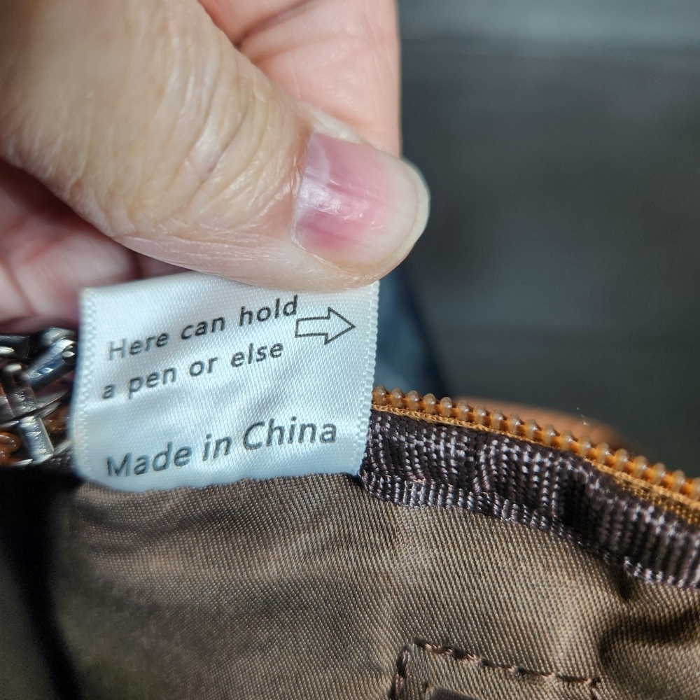 Fadeon Two-Tone Black and Tan Faux Leather Crossbody Sling Shoulder Bag - Picture 12 of 12
